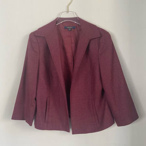 Brooks Brothers Loro Piana Open Blazer Cranberry Wine Size 12 Wool Cashmere Silk
